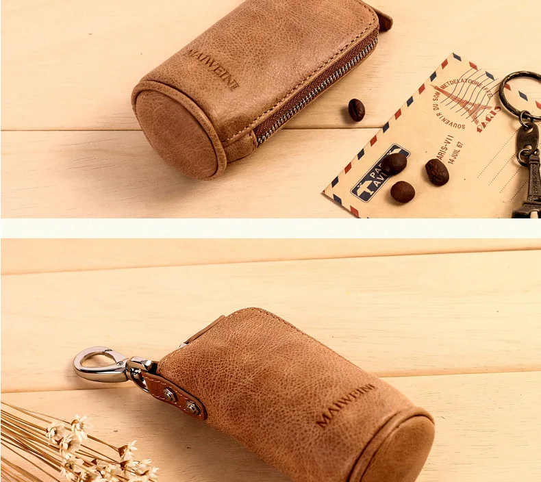 2017 New Women Men's Cowhide Leather Zipper Purse Bag Car Key Wallets Fashion Multifunctional Housekeeper Holders Free Shipping 19