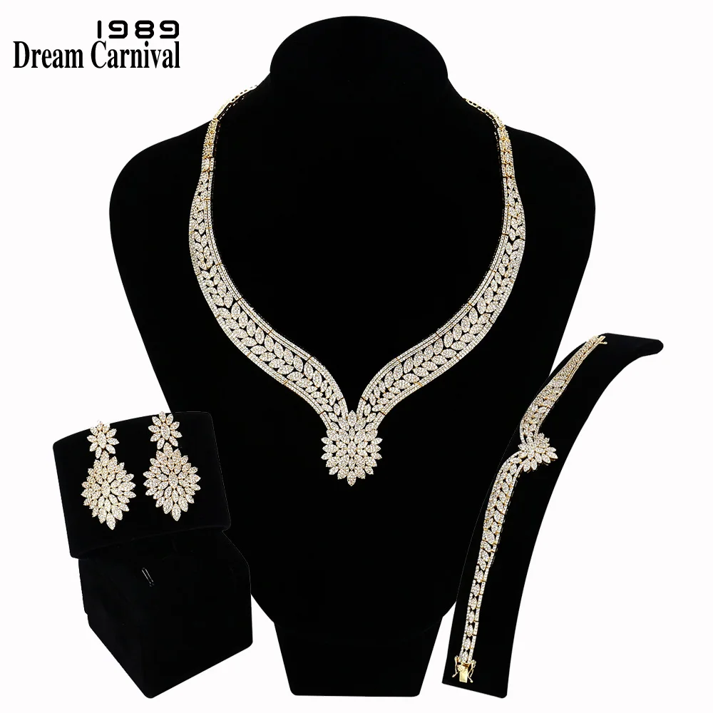 DreamCarnival 1989 Brand New Elegant Flower Bridal Jewelry Sets Wedding for Women Rhodium or Gold color Clear White CZ SN06628
DreamCarnival 1989 Brand New Elegant Flower Bridal Jewelry Sets Wedding for Women Rhodium or Gold color Clear White CZ SN06628