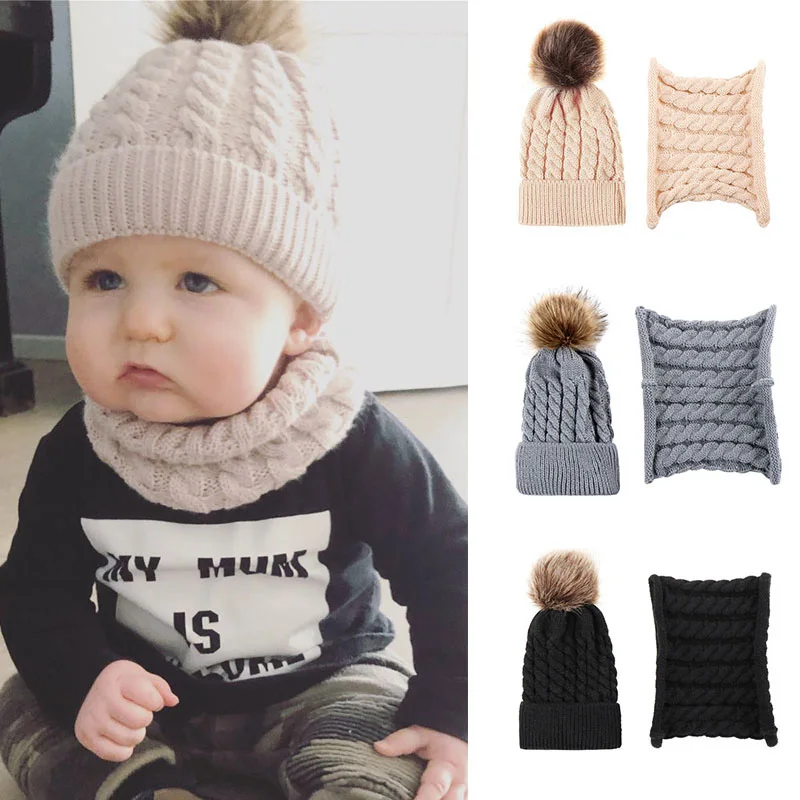 Fashion For Kids With Pompom Knitted Bonnet Boys Girls Solid Color Cap Hat Neck Warmer 2pcs/set Winter Warm Hat Scarf
Fashion For Kids With Pompom Knitted Bonnet Boys Girls Solid Color Cap Hat Neck Warmer 2pcs/set Winter Warm Hat Scarf
