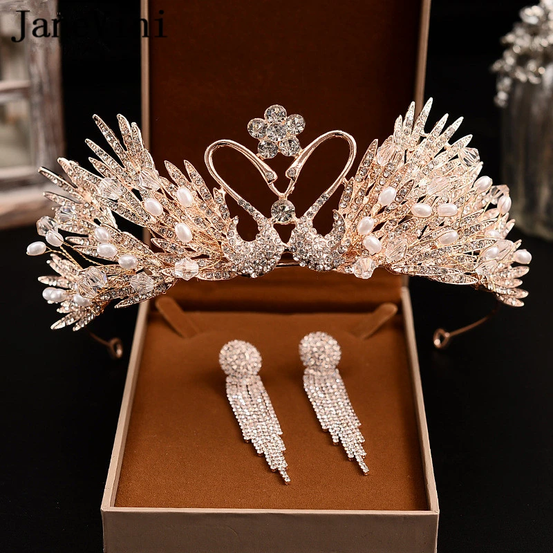 JaneVini 2019 Luxury Gold Bridal Tiaras and Crowns Crystal Princess Pageant Crown with Earrings Wedding Jewelry Hair Accessories
JaneVini 2019 Luxury Gold Bridal Tiaras and Crowns Crystal Princess Pageant Crown with Earrings Wedding Jewelry Hair Accessories