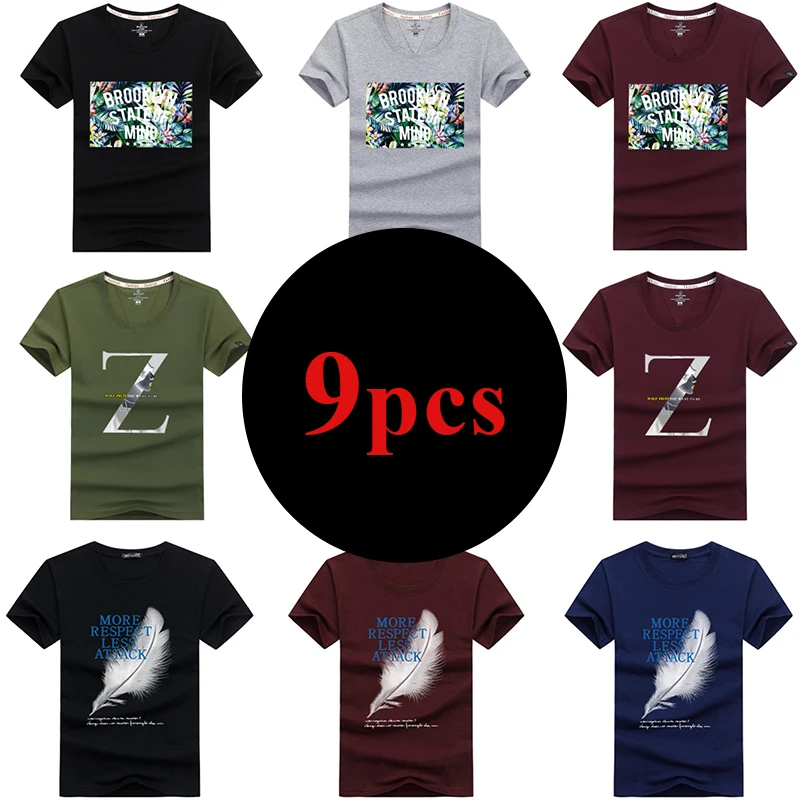 9PCS Printing T-Shirt Men Cotton Tees Cartoon Colorful Print Letter Design Stylish Fitness trench T Shirt Homme Top 2019
9PCS Printing T-Shirt Men Cotton Tees Cartoon Colorful Print Letter Design Stylish Fitness trench T Shirt Homme Top 2019