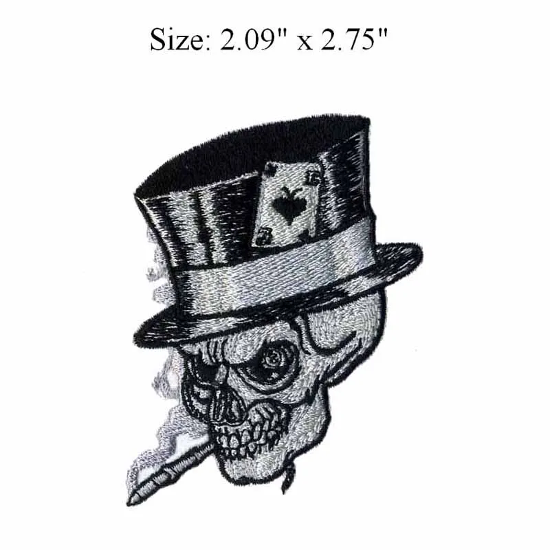 Skull tophat embroidery patch 2.09"wide /Happy skull/smoking patch/clothing emblem
Skull tophat embroidery patch 2.09"wide /Happy skull/smoking patch/clothing emblem