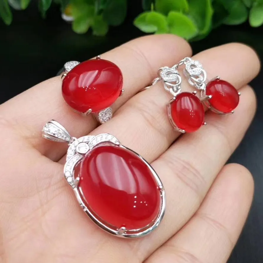 Drop Shipping Women's Jewelry Sets Natural Chalcedony Jades Pendant Necklace Ring Earrings S925 Sliver Fashion Jewelry
Drop Shipping Women's Jewelry Sets Natural Chalcedony Jades Pendant Necklace Ring Earrings S925 Sliver Fashion Jewelry