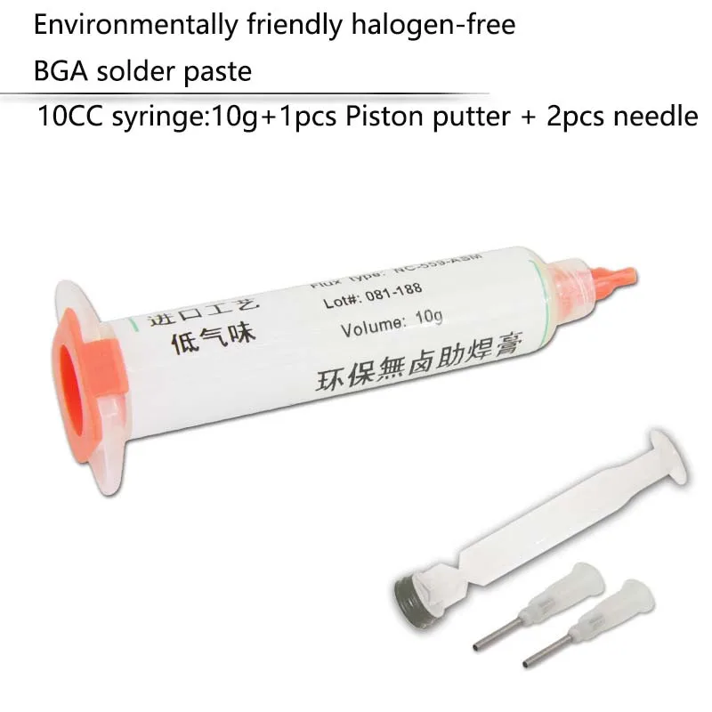 10cc halogen-free BGA flute Original NC-559-ASM SMD Solder paste Soldering flux SMT Solder Mask Mobile Phone Repair Flux Grease
10cc halogen-free BGA flute Original NC-559-ASM SMD Solder paste Soldering flux SMT Solder Mask Mobile Phone Repair Flux Grease