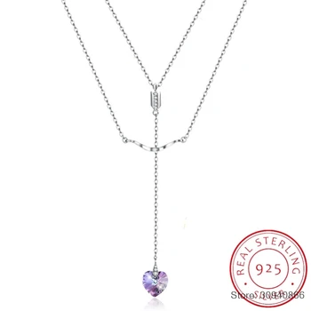 SMTCAT Long Pendant Necklace Colorful Heart Bead Crystals From For Women 925 Silver Double Chain Collars Wedding Party
SMTCAT Long Pendant Necklace Colorful Heart Bead Crystals From For Women 925 Silver Double Chain Collars Wedding Party