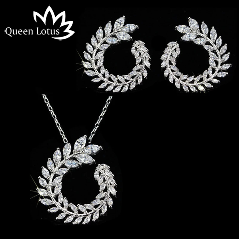 Queen Lotus New High Quality AAA Zircon Leaf Shape Necklace+Earrings Weeding Jewelry Sets For Women For Party
Queen Lotus New High Quality AAA Zircon Leaf Shape Necklace+Earrings Weeding Jewelry Sets For Women For Party