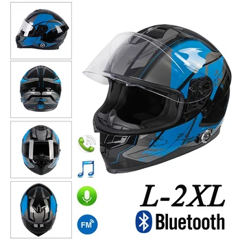 Motorcycle Bluetooth Helmet Dual Visor Full Face Flip Up Built-In Intercom+FM Audio Motocross Street Bike Racing Road
Motorcycle Bluetooth Helmet Dual Visor Full Face Flip Up Built-In Intercom+FM Audio Motocross Street Bike Racing Road