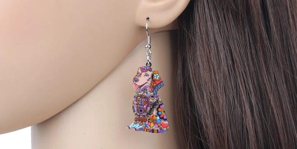 Bonsny Fashion Big Long Animal Acrylic Dangle Drop Labrador Dog Earrings 2016 News Style Fashion Jewelry For Girls Women 7