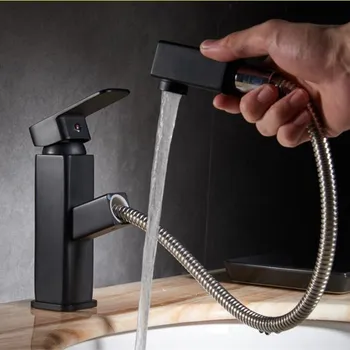 Basin Faucets Hot and Cold black Bathroom Sink Tap Pull Out Swivel Single Handle Sink Faucet Brass Wash Basin Mixer Tap
Basin Faucets Hot and Cold black Bathroom Sink Tap Pull Out Swivel Single Handle Sink Faucet Brass Wash Basin Mixer Tap