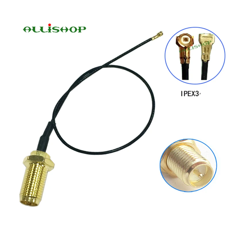 RP SMA Female (Inner Pin)Bulkhead to IPX IPEX U.FL MHF3 RF Pigtail 0.81mm Cable for PCI Antenna WiFi Wireless WAN Card Intel
RP SMA Female (Inner Pin)Bulkhead to IPX IPEX U.FL MHF3 RF Pigtail 0.81mm Cable for PCI Antenna WiFi Wireless WAN Card Intel
