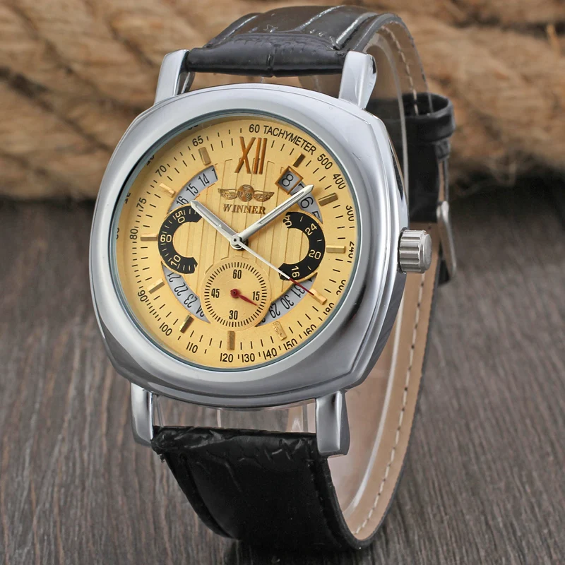 WINNER Brand Men Luxury Calendar Genuine Leather Band Bracelet Watch Mechanical Hand Wind Wristwatches Gift Box Relogio Releges
WINNER Brand Men Luxury Calendar Genuine Leather Band Bracelet Watch Mechanical Hand Wind Wristwatches Gift Box Relogio Releges