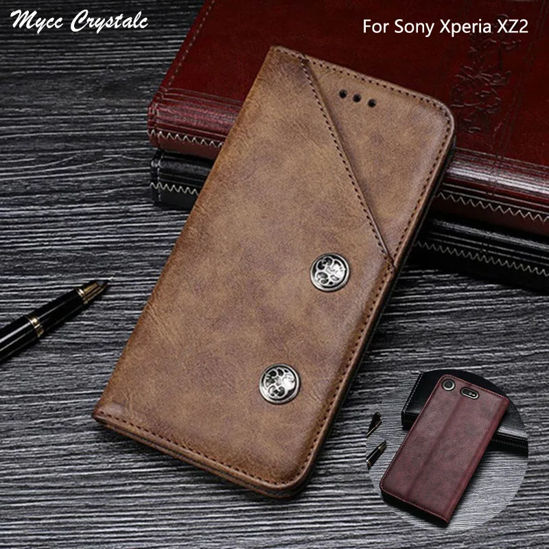 Чехол для Sony Xperia XZ2 H8216 H8266 кожаный винтажный Чехол-книжка H8276 H8296 ретро защитный