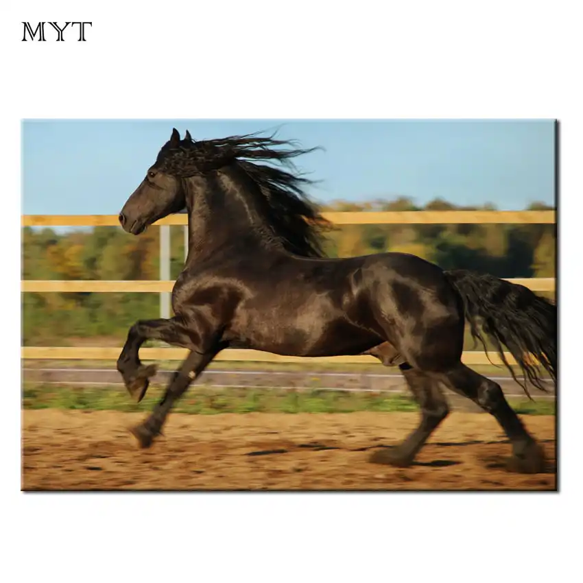 fashion large size hd spray print oil painting running horses