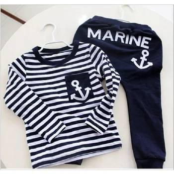 2017 Marine Navy Sailor Boys Tracksuits 100% Cotton Children's T-Shirts Trousers Sets Stripe Boy Sweatshirts Pant Suit
2017 Marine Navy Sailor Boys Tracksuits 100% Cotton Children's T-Shirts Trousers Sets Stripe Boy Sweatshirts Pant Suit