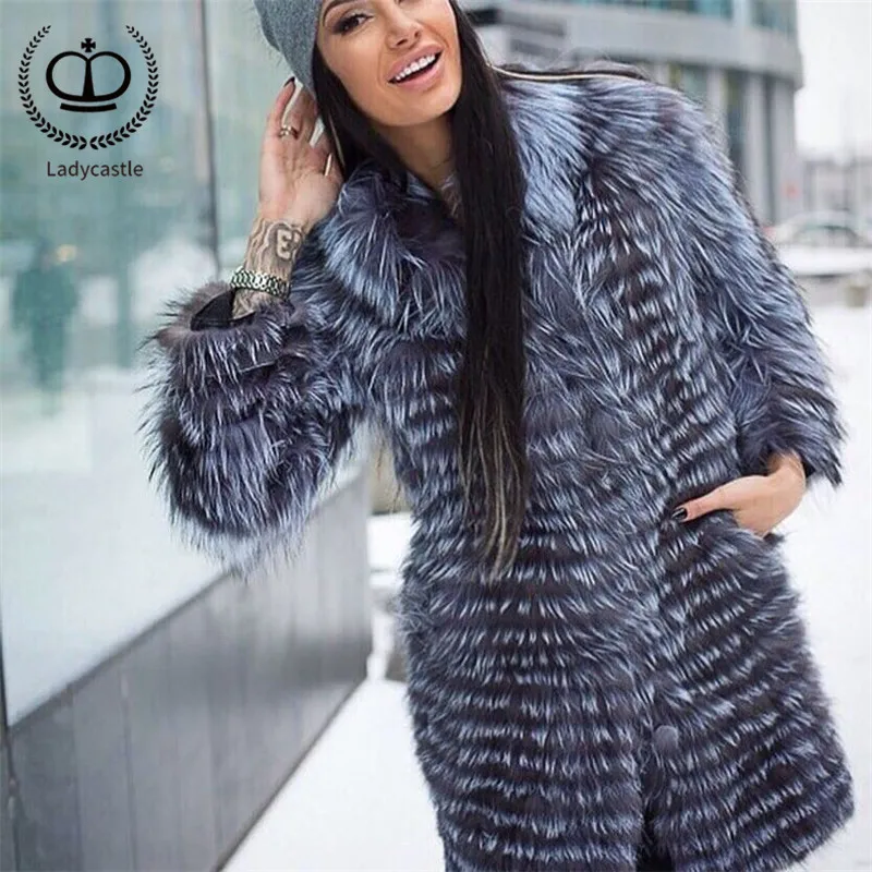 Natural Real Sliver Fox Fur Coats For Women Genuine Leather Fox Fur Female Jacket Stripes Long Fur Coats For Girls Luxury FC-141
Natural Real Sliver Fox Fur Coats For Women Genuine Leather Fox Fur Female Jacket Stripes Long Fur Coats For Girls Luxury FC-141