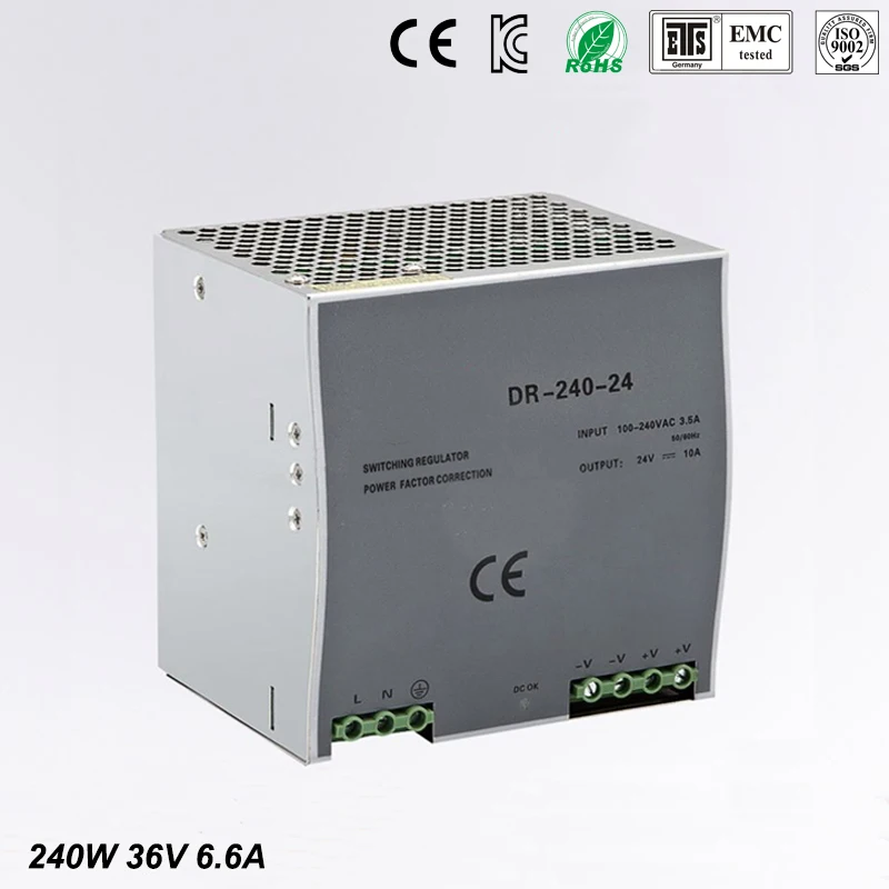 240w 36v 6.6a din rail model ce approved 240w DR-240-36 power supply rail din 36v with wide range input high quality
240w 36v 6.6a din rail model ce approved 240w DR-240-36 power supply rail din 36v with wide range input high quality