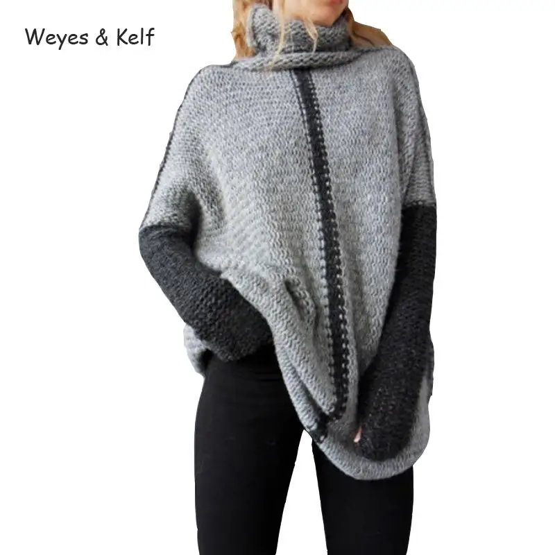 Weyes & Kelf Winter Long Knitted Patchwork Thick Sweater Women 2018 Bat Long Turtleneck Pullover Women Sweaters Sueter De Mujer
Weyes & Kelf Winter Long Knitted Patchwork Thick Sweater Women 2018 Bat Long Turtleneck Pullover Women Sweaters Sueter De Mujer