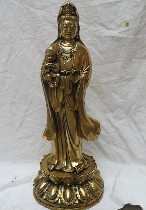 17"China Pure Brass mother of kindness avalokitesvara kwan yin hold baby statue
17"China Pure Brass mother of kindness avalokitesvara kwan yin hold baby statue