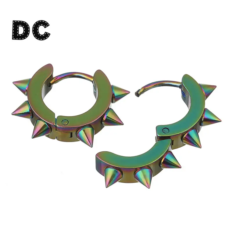 DC Punk Geothic Stainless Steel Small Round Rock Spike Rivet Earring Hoop Man Female Black Blue Metal Ear Jewelry Drop Shipping
DC Punk Geothic Stainless Steel Small Round Rock Spike Rivet Earring Hoop Man Female Black Blue Metal Ear Jewelry Drop Shipping
