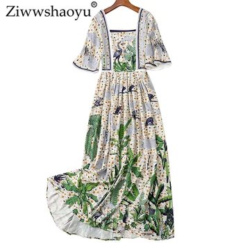 Ziwwshaoyu Vintage Print Long dresses Square Collar Flare Sleeve Draped temperament Slim Big pendulum dress Runway new women's
Ziwwshaoyu Vintage Print Long dresses Square Collar Flare Sleeve Draped temperament Slim Big pendulum dress Runway new women's