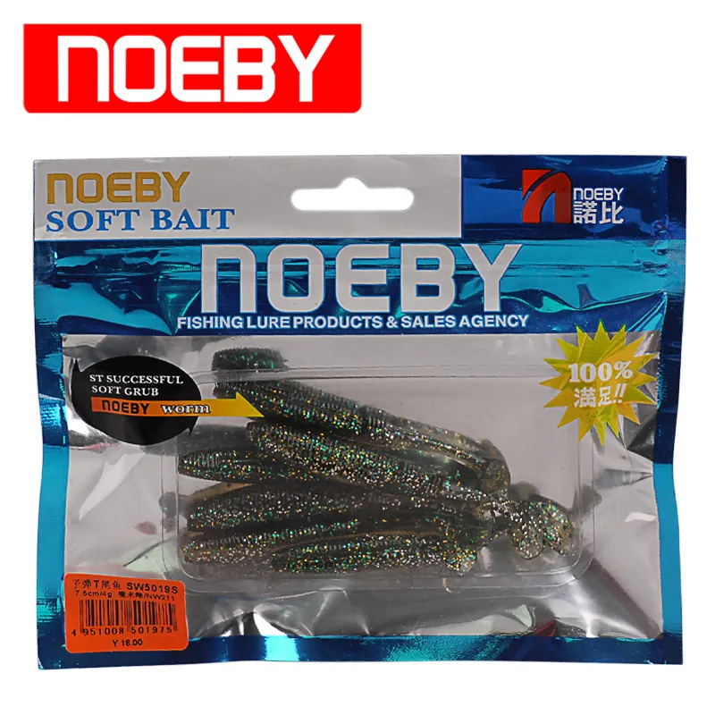 

Noeby Soft Bait 6Pcs 75mm 4g T-Tail Fishing Lure Silicone Baits Iscas Artificial Para Pesca Leurre Peche Souple Wobblers Tackle