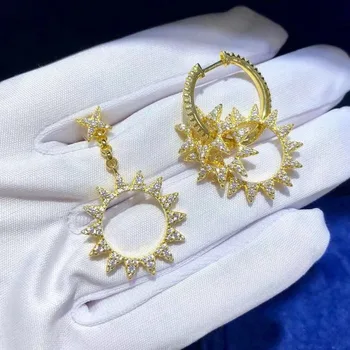 New Arrival Sun Flower Gear Star Cuff Earring Pure 925 Sterling Silver Gear Zircon Asymmetry Stud Earring Women Wedding Jewelry
New Arrival Sun Flower Gear Star Cuff Earring Pure 925 Sterling Silver Gear Zircon Asymmetry Stud Earring Women Wedding Jewelry