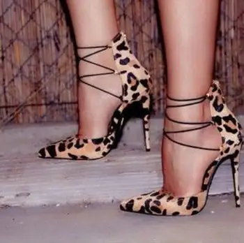 Sexy Suede Leopard Lace Up Stiletto Heels Shoes Pointed Toe Lace-up Cross Straps Pumps Women Thin Heels Cut-out Gladiator Shoes
Sexy Suede Leopard Lace Up Stiletto Heels Shoes Pointed Toe Lace-up Cross Straps Pumps Women Thin Heels Cut-out Gladiator Shoes