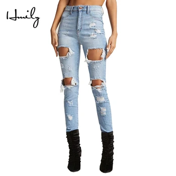HMILY Women Skinny Jeans Hole Ripped Stretch High Elastic Pencil Pants Push Up High Waist Denim Jeans Plus Size Female Trousers
HMILY Women Skinny Jeans Hole Ripped Stretch High Elastic Pencil Pants Push Up High Waist Denim Jeans Plus Size Female Trousers