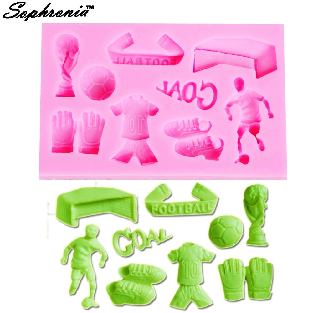 Sophronia футбольная серия Fondant 3D формы силиконовая форма для свеч-форм инструменты