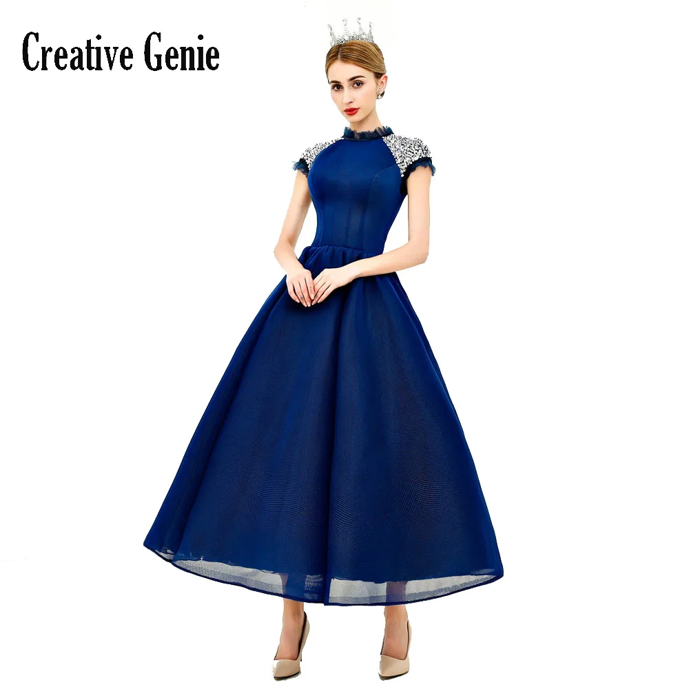 Ball Gown Ankle-Length 2018 Sexy Prom Dress New Stretch Composite Mesh Vintage Cap Sleeve Navy Blue Party Short Prom Dress
Ball Gown Ankle-Length 2018 Sexy Prom Dress New Stretch Composite Mesh Vintage Cap Sleeve Navy Blue Party Short Prom Dress