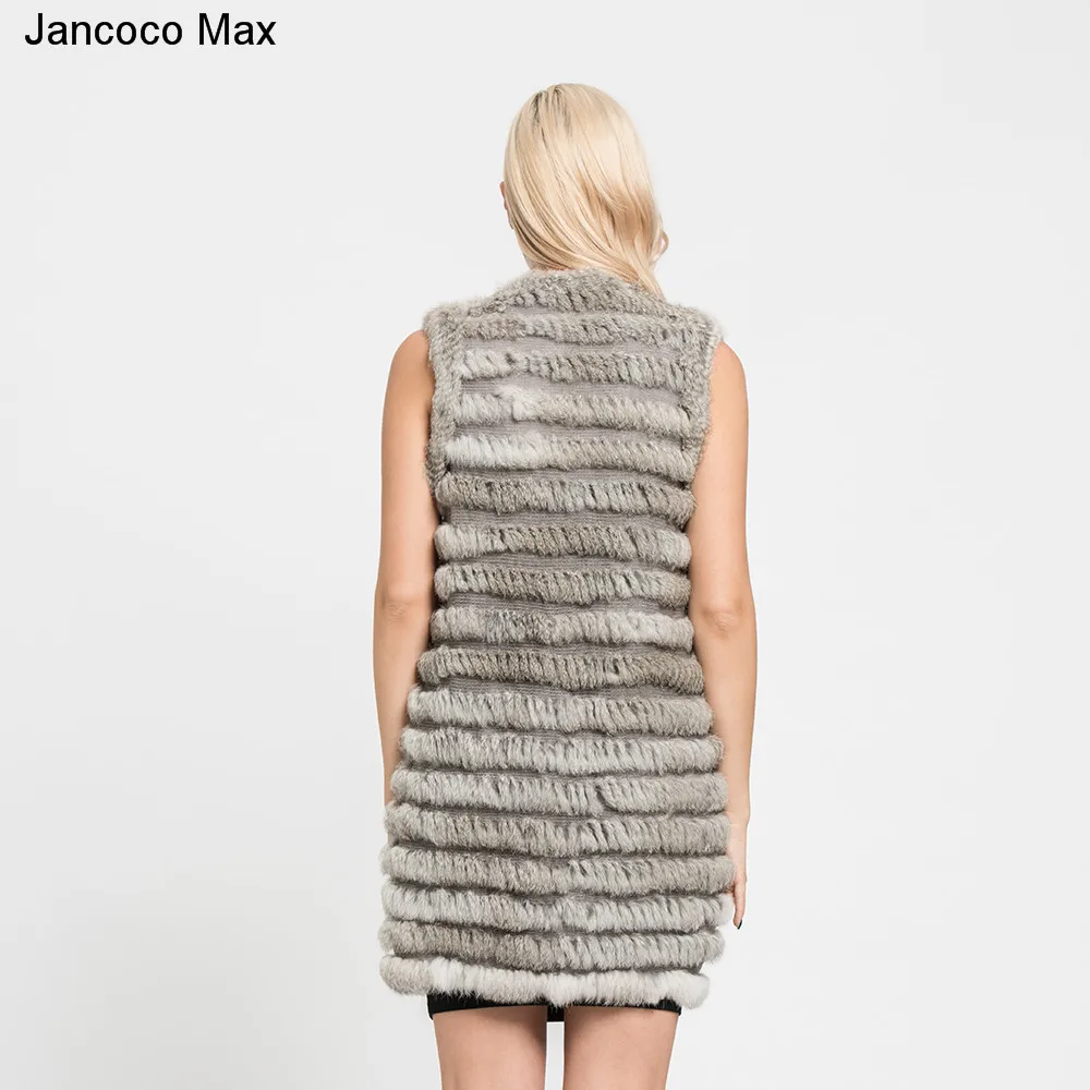 Jancoco Max + 2019 Новый женский вязаный длинный жилет из кроличьего меха модный стиль