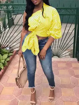 2019 New Women One Long Sleeve Blouse Fashion Ladies Summer Casual One Shoulder Striped Crop Tops Blouse S-2XL
2019 New Women One Long Sleeve Blouse Fashion Ladies Summer Casual One Shoulder Striped Crop Tops Blouse S-2XL
