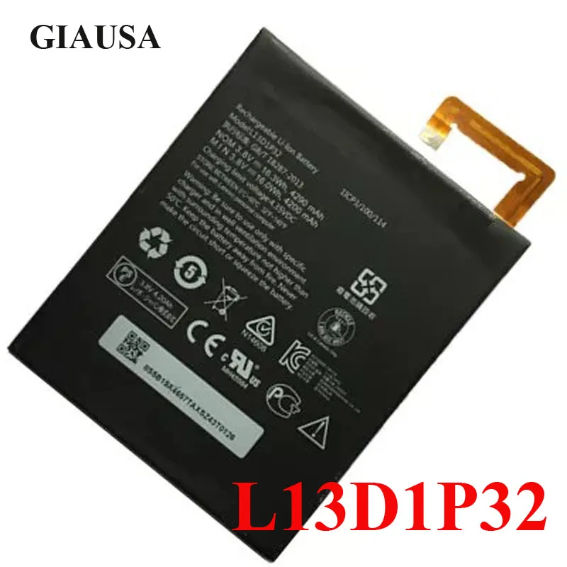GIAUSA L13D1P32 battery For Lenovo Lepad A8-50 A5500 Tab S8-50 Battery L13D1P32 Battery 4290mAh
GIAUSA L13D1P32 battery For Lenovo Lepad A8-50 A5500 Tab S8-50 Battery L13D1P32 Battery 4290mAh