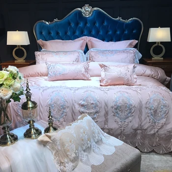 New Pink Luxury Silk Egyptian Cotton Princess Girl Wedding Bedding set Romantic Lace Duvet Cover Bed Linen Bed sheet Pillowcases
New Pink Luxury Silk Egyptian Cotton Princess Girl Wedding Bedding set Romantic Lace Duvet Cover Bed Linen Bed sheet Pillowcases