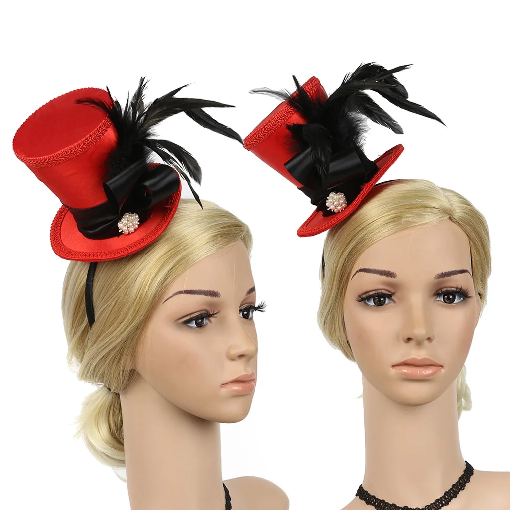Glitter Show Girl Top Hat Mini Fascinator Burlesque Adults Fancy Dress