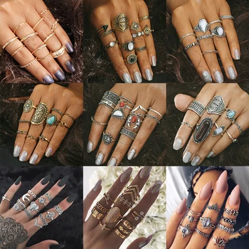 Yobest 33 Styles Women Bohemian Vintage Crown Wave Flower Heart Lotus Star Crystal Opal Joint Ring Party Jewelry Silver Ring Set
Yobest 33 Styles Women Bohemian Vintage Crown Wave Flower Heart Lotus Star Crystal Opal Joint Ring Party Jewelry Silver Ring Set