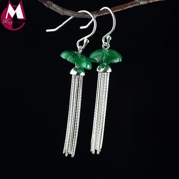 100% 925 Sterling Silver Earrings For Women Handmade Fine Green Jade Earrings With Stone Long Tassel Earrings Punk Jewelry SE119
100% 925 Sterling Silver Earrings For Women Handmade Fine Green Jade Earrings With Stone Long Tassel Earrings Punk Jewelry SE119