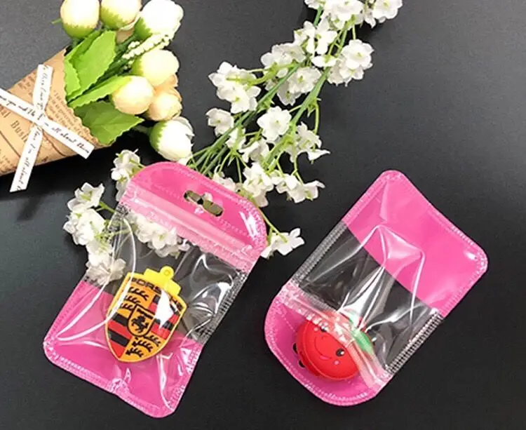 

200Pcs/Lot color Self Seal Small Plastic Zip Lock Packing Bag With Hang Hole Poly Grocery Package ZipLock Pouch Bags