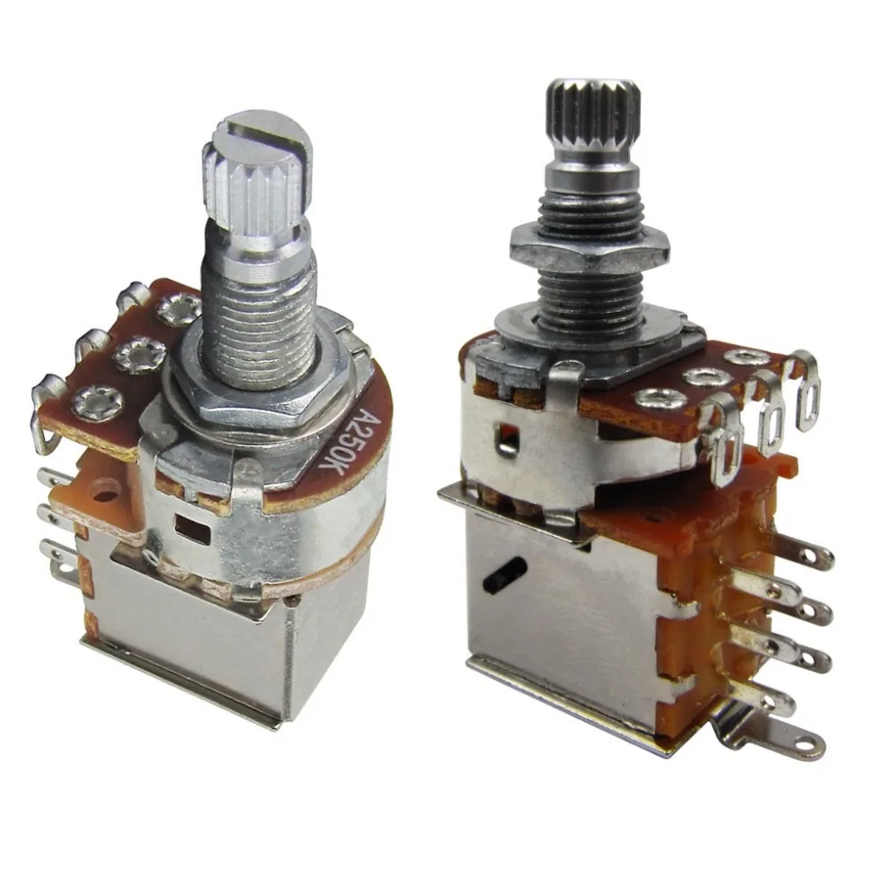 NEW 2pcs Long Shaft Potentiometers Guitar Push Pull Pots Potentiometers 250K or 500K for Electric Guitar Bass Parts
NEW 2pcs Long Shaft Potentiometers Guitar Push Pull Pots Potentiometers 250K or 500K for Electric Guitar Bass Parts