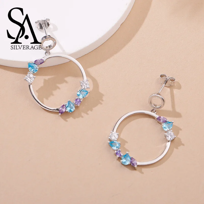 SA SILVERAGE 925 Sterling Silver Round Circle Shape Drop Earrings for Woman 925 Silver AAA Zirconia Trendy Round Women
SA SILVERAGE 925 Sterling Silver Round Circle Shape Drop Earrings for Woman 925 Silver AAA Zirconia Trendy Round Women