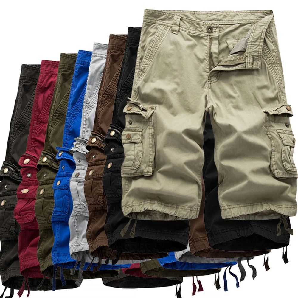 Sports Pants Gym Cargo Beach Shorts Mens Casual Pure Color Outdoors Pocket Beach Work Trouser Cargo Shorts Pant