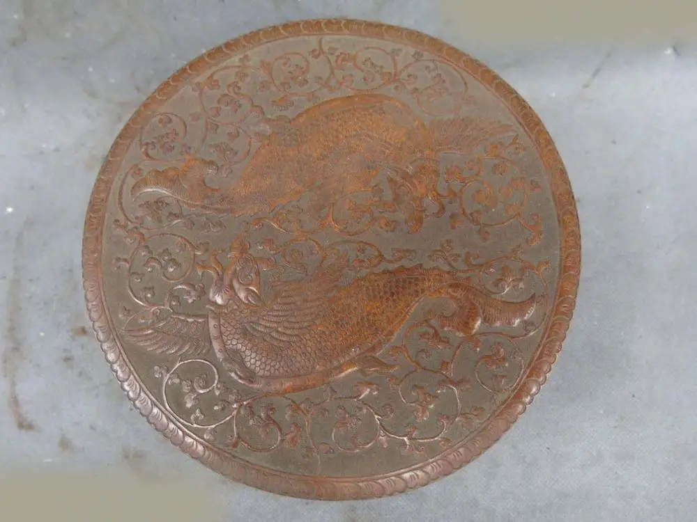 China old hand-made pure red copper carved Phoenix dragon jewellery box Statue (D0426)
China old hand-made pure red copper carved Phoenix dragon jewellery box Statue (D0426)