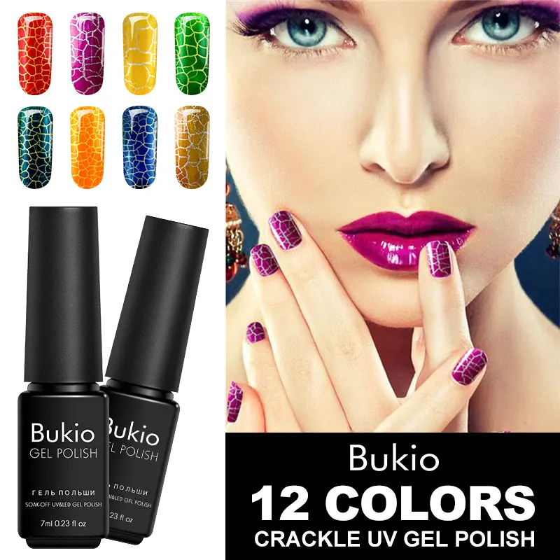 Bukio 1pcs New Arrival Professional Cracking Nail Art Polish Manicure 7ml Semi-Permanent Shatter Style DIY Colors gel | Красота и