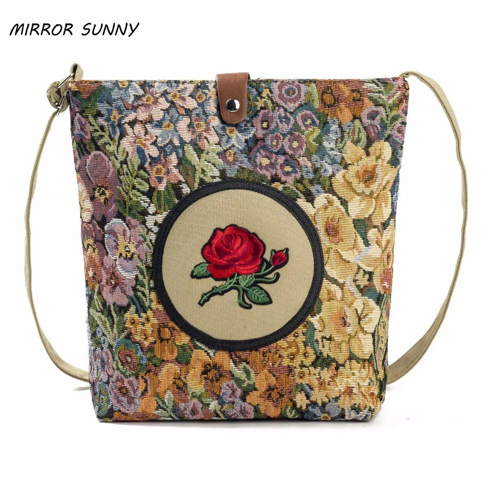 MIRROR Nationa style canvas women single shoulder bag flower jacquard lady's crossbody bag rose embroidery female messenger bag
MIRROR Nationa style canvas women single shoulder bag flower jacquard lady's crossbody bag rose embroidery female messenger bag