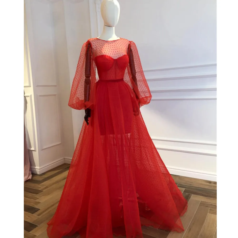 Custom Made Red Illusion Long Sleeve Evening Dress 2019 Custom Made Puffy Tulle See Through Special Occasion Dresses Cheap
Custom Made Red Illusion Long Sleeve Evening Dress 2019 Custom Made Puffy Tulle See Through Special Occasion Dresses Cheap