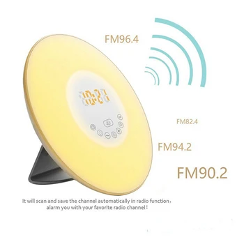 FM Radio Colorful Light Add Snooze Mode Decorative Clock New Arrive Sunrise LED Lights with Alarm Clock Digital Wake Up
FM Radio Colorful Light Add Snooze Mode Decorative Clock New Arrive Sunrise LED Lights with Alarm Clock Digital Wake Up
