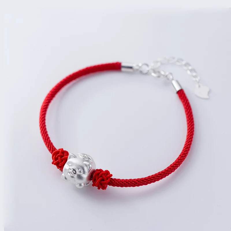 La MaxZa 990 Pure Sterling Silver Chain Chinese Pig Charm Bracelets Red Line Thread String Rope Jewelry Bracelets For Women
La MaxZa 990 Pure Sterling Silver Chain Chinese Pig Charm Bracelets Red Line Thread String Rope Jewelry Bracelets For Women