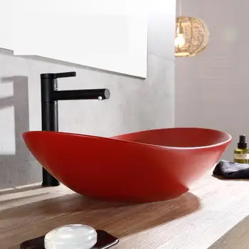 Outer Red Inner White Oval Thin Edge Wash Basin Ceramic 60cm porcelain ceramic wash basin Bathroom sink 
Outer Red Inner White Oval Thin Edge Wash Basin Ceramic 60cm porcelain ceramic wash basin Bathroom sink