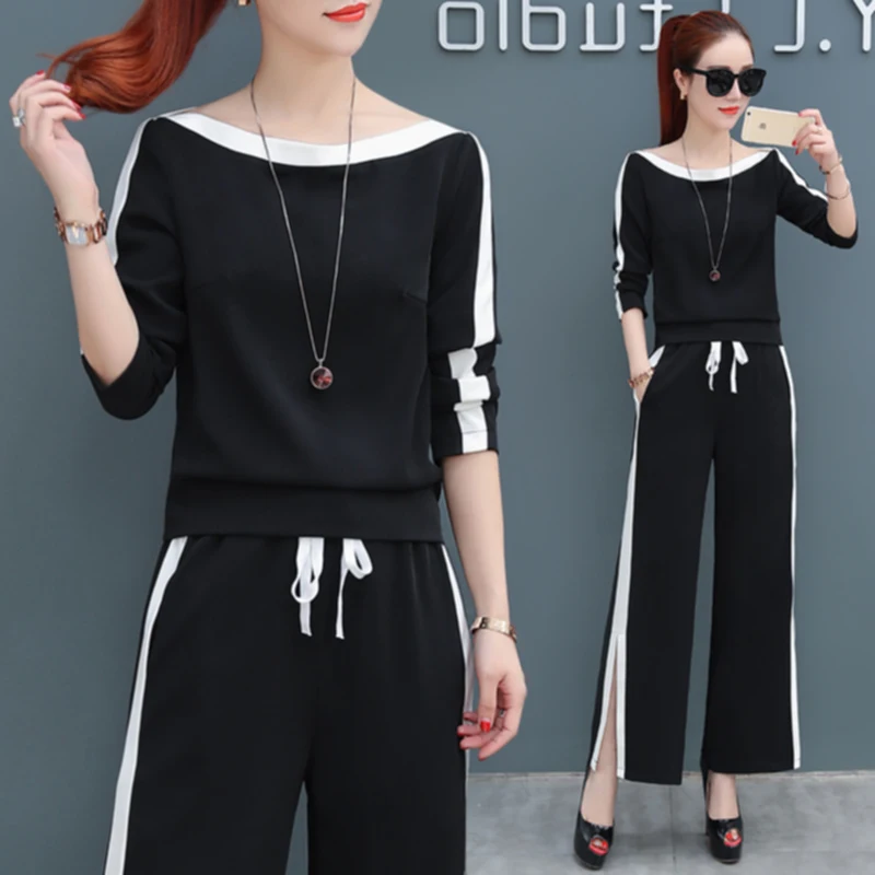 2023 Spring Fashion Sporting Suit Sets Womens Casual Loose Sportswear 2 Piece Sets Female Slim Tops & Split Wide Leg Pants Suit
2023 Spring Fashion Sporting Suit Sets Womens Casual Loose Sportswear 2 Piece Sets Female Slim Tops & Split Wide Leg Pants Suit