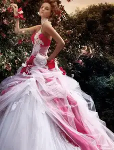 white n red wedding dress